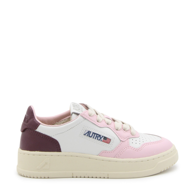 Autry Pink And Violet Leather Medalist Sneakers In Brwn/ww/pow