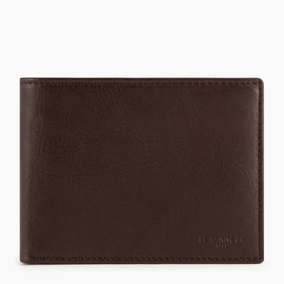 Le Tanneur Horizontal Zipped Pocket Gary Oiled Leather Wallet In Brown