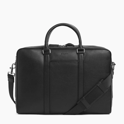 Le Tanneur Charles Pebbled Leather Briefcase In Black
