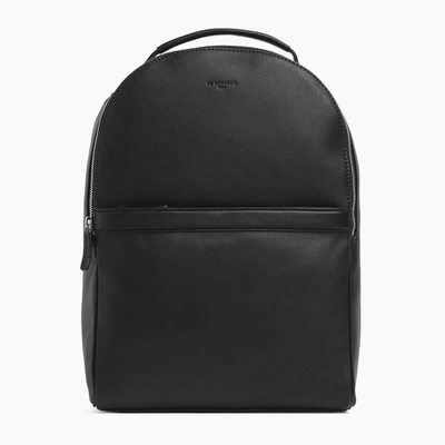 Le Tanneur Zipped Charles Pebbled Leather Backpack In Black