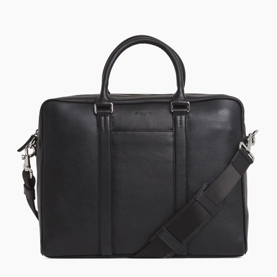 Le Tanneur Slim Charles Pebbled Leather Briefcase In Black