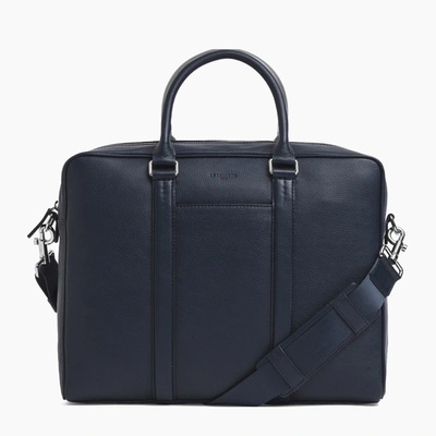 Le Tanneur Slim Charles Pebbled Leather Briefcase In Blue