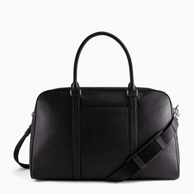 Le Tanneur Charles Travel Duffle In Pebbled Leather In Black