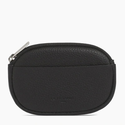 Le Tanneur Zipped Charles Pebbled Leather Coin Wallet In Black