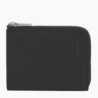 Le Tanneur L-zip Charles Pebbled Leather Coin Wallet In Black