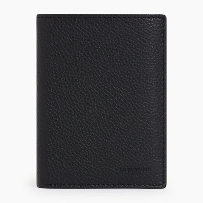 Le Tanneur Charles Medium-sized, Zipped Wallet With 2 Gussets In Grained Leather In Black