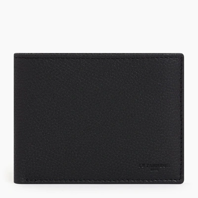 Le Tanneur Flap 2 Shutters Charles Pebbled Leather Wallet In Black