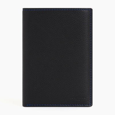 Le Tanneur Vertical 2 Shutters Charles Pebbled Leather Wallet In Black