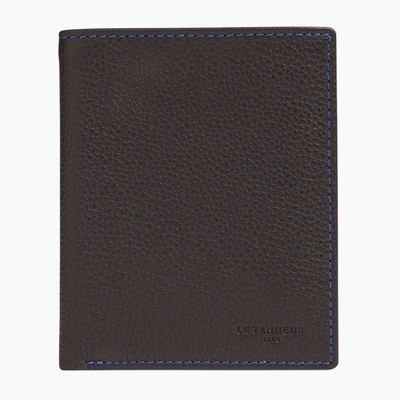 Le Tanneur Medium Charles Pebbled Leather Cardholder In Black