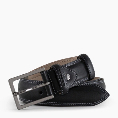 Le Tanneur Vegetable Tanned Men's Leather Martin Belt With Square Buckle In Black