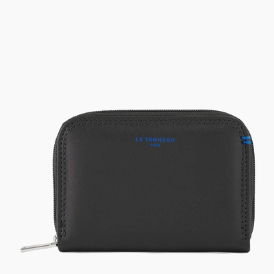 Le Tanneur Zipped Martin Smooth Leather Coin Wallet In Black