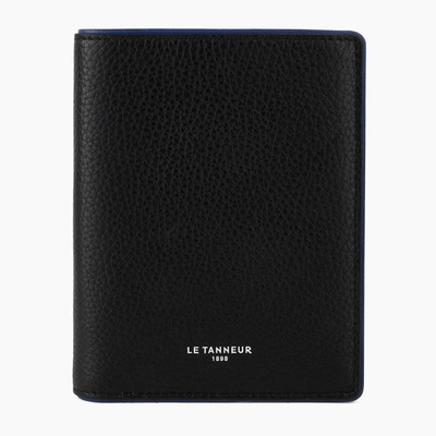 Le Tanneur Vertical Zipped Augustin Pebbled Leather Wallet In Black