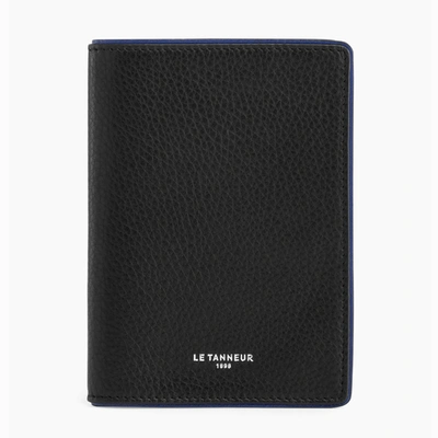Le Tanneur Augustin Pebbled Leather Passport Holder In Black