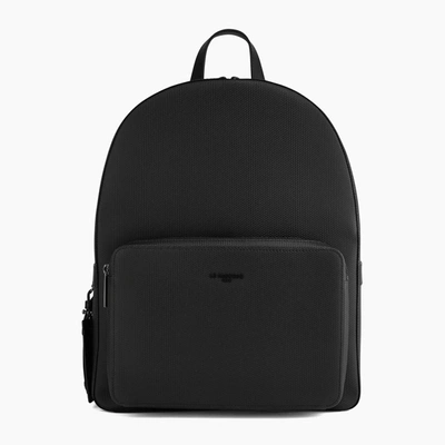 Le Tanneur Zipped Emile Monogram Leather Backpack In Black