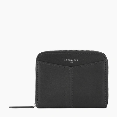 Le Tanneur Zipped Charlotte Smooth Leather Coin Purse And Removable Cardholder In Black