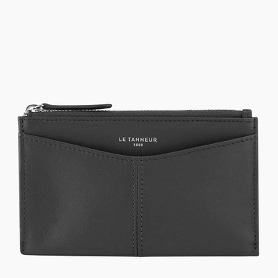 Le Tanneur Zipped Charlotte Smooth Leather Key Pouch In Black