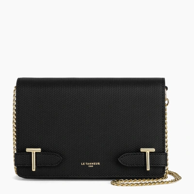 Le Tanneur Small Cross Body Emilie T Signature Leather Bag In Black