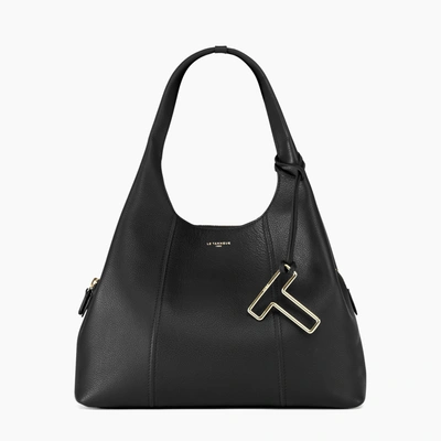 Le Tanneur Medium Juliette Pebbled Leather Shoulder Bag In Black