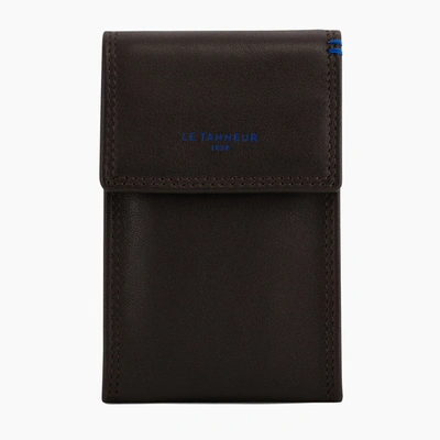 Le Tanneur Flap Martin Smooth Leather Key Case In Brown