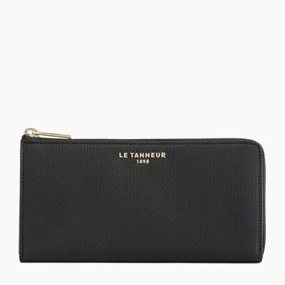 Le Tanneur Zipped Emilie T Signature Leather Organizer Wallet In Black