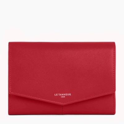 Le Tanneur Small Zipped Charlotte Smooth Leather Wallet In Red