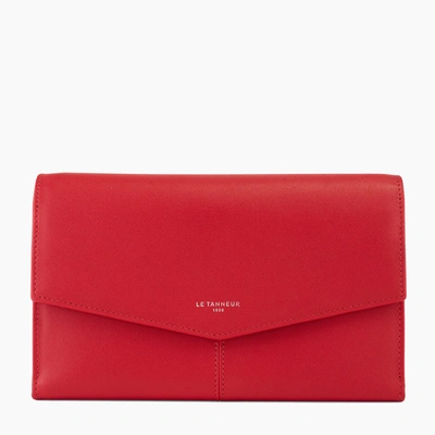 Le Tanneur Charlotte Flap Smooth Leather Organizer Wallet In Red
