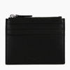 Le Tanneur Zipped Charles Pebbled Leather Cardholder In Black