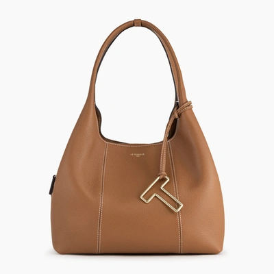 Le Tanneur Medium Juliette Pebbled Leather Shoulder Bag In Brown