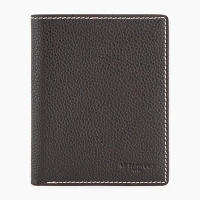 Le Tanneur Charles Pebbled Leather Card Holder In Brown