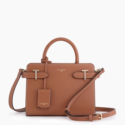 Le Tanneur Emilie Small Handbag In Pebbled Leather In Brown
