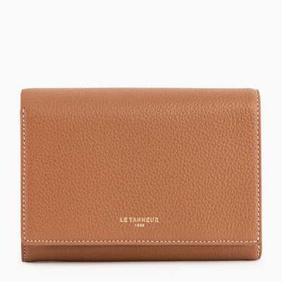 Le Tanneur Emilie Wallet In Pebbled Leather In Brown