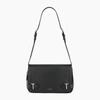 Le Tanneur Simone Small Bag With Crossbody Strap In Pebbled Leather In Black
