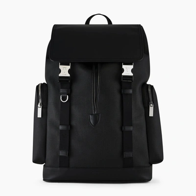 Le Tanneur Maurice Backpack With Flap Closure In Coated Canvas In Black