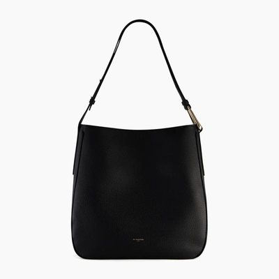 Le Tanneur Madeleine Large Hobo Bag In Grained Leather In Black