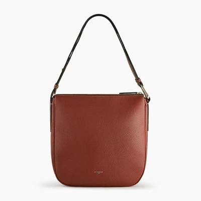 Le Tanneur Madeleine Mid-sized Hobo Bag In Grained Leather In Brown