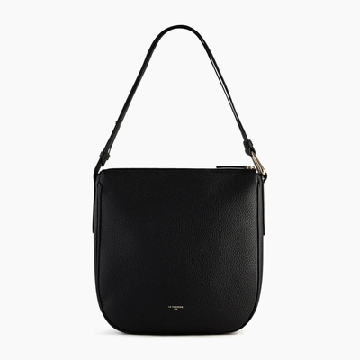 Le Tanneur Madeleine Mid-sized Hobo Bag In Grained Leather In Black