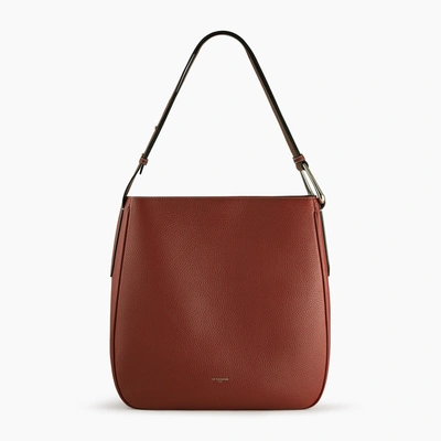 Le Tanneur Madeleine Large Hobo Bag In Grained Leather In Brown