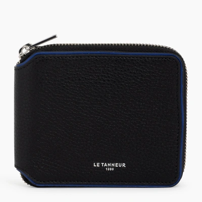 Le Tanneur Augustin L-zipped Coin Case In Pebbled Leather In Black