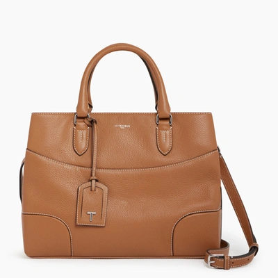 Le Tanneur Romy Large Handbag In Pebbled Leather In Brown