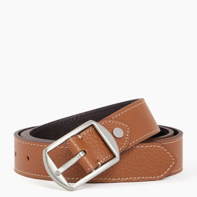 Le Tanneur Men's Reversible Belt With Square Buckle In Pebbled Leather In Black