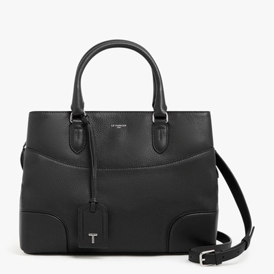 Le Tanneur Romy Large Handbag In Pebbled Leather In Black