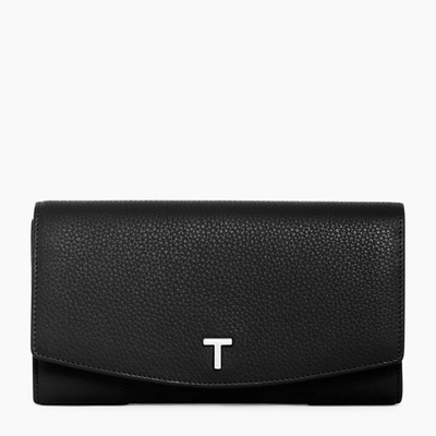 Le Tanneur Romy Large, Zipped Wallet In Pebbled Leather In Black