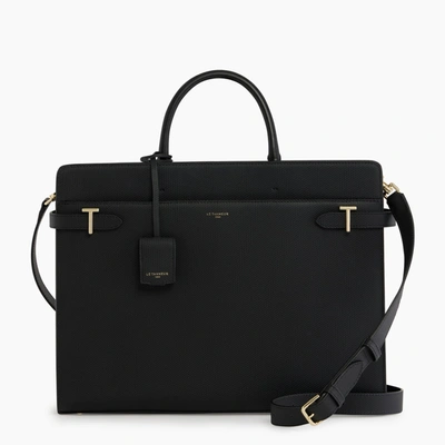 Le Tanneur Porte Document 15" Emilie En Cuir Signature T In Black