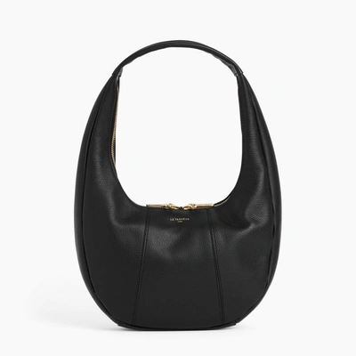 Le Tanneur Juliette Medium Grained Leather Hobo Bag In Black