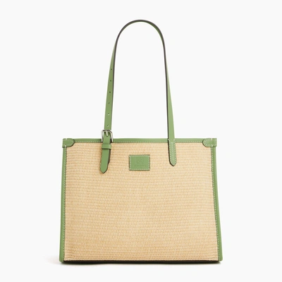 Le Tanneur Camille Raphia Medium Tote Bag In Green