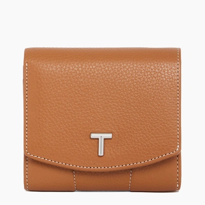 Le Tanneur Romy Coin Case With Flap Closure In Pebbled Leather In Brown