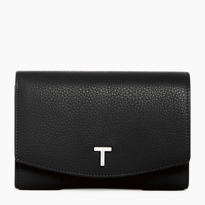 Le Tanneur Romy Small, Zipped Wallet In Pebbled Leather In Black