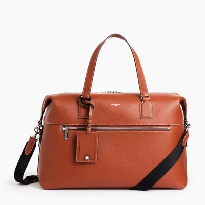 Le Tanneur Emile 24h Travel Bag In Pebbled Leather In Brown