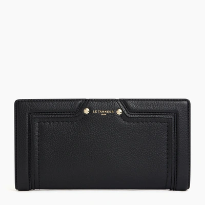 Le Tanneur Ella Large Grained Leather Wallet In Black
