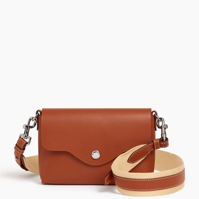 Le Tanneur Sans Couture Smooth Leather Pouch With Flap And Detachable Shoulder Straps In Brown